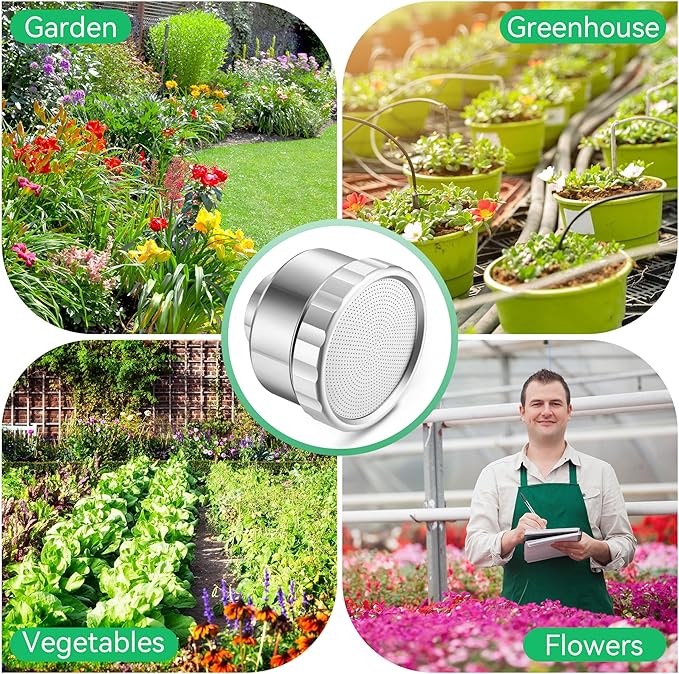 Dreyoo 1 Pack Water Nozzle with 3000 Tiny Holes, 3/4'' Aluminium Alloy Garden Hose Shower Head with PTFE Thread Seal Tape for Outdoor Watering Flowers, Plants, Greenhouse, Nurseryman (2.24'',Silver)