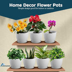 White 6-Inch Plant Pots with Drainage & Saucers 18 Pack, Indoor & Outdoor Planters for Houseplants, Herbs, and Flowers, Durable & Weatherproof Material, Stackable, Lightweight, Minimalist Design