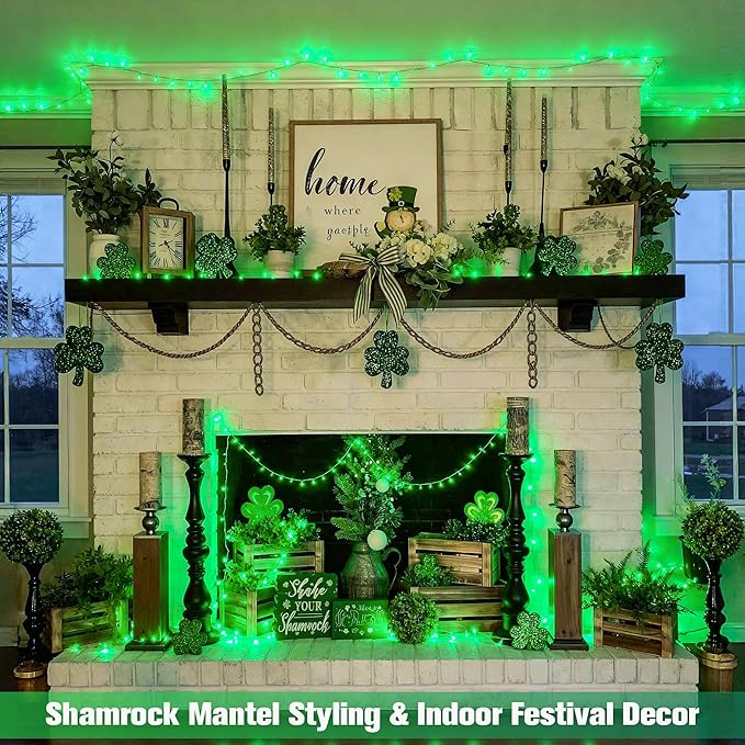 JMEXSUSS 400 LED Green Christmas Lights Indoor Outdoor, 132ft St Patrick's Day String Lights Plug in with Remote Clear Wire Christmas Tree Lights for Room Garden Patio Outside Party Xmas Tree Decor
