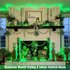 JMEXSUSS 400 LED Green Christmas Lights Indoor Outdoor, 132ft St Patrick's Day String Lights Plug in with Remote Clear Wire Christmas Tree Lights for Room Garden Patio Outside Party Xmas Tree Decor