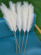 Premium Faux Beige Pampas Grass Decor – Cream Sand 43.3″ 8pcsTall Fluffy Feather Flowers, No Assembly 18-Branch One-Piece Stems for Floor Vase, Boho Wedding & Neutral Home Decor (8pcs 110cm)