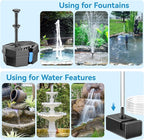 POPOSOAP Solar Pond Filter with Fountain Pump Built-in Battery Backup | 8W Solar Pond Pump with 8 Nozzles & 5Ft PVC Tubing, Dry-Run Protection for Outdoor Ponds Bird Baths DIY Water Feature