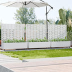 Casaphoria Metal Raised Garden Bed with Trellis and Wheels, 47"x47"x16" Planter Box for Climbing Plants, Vegetables & Vines, Features Drainage Holes and Privacy Screen, White-Square