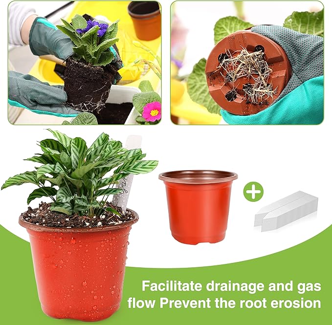 Plant Nursery Pot/Pots 200 Pcs 4" Plastic Small Plants Pots Flower Pots Seed Starting Pots for Plants Indoor Outdoor Seeding pots (with 200 Plant Labels)