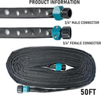 Hourleey Flat Soaker Hose 50 FT for Garden, 50' Linkable Consistent Drip Irrigation Hose, Leak-free Dual-layer Design Saving 80% Water Garden System Water Hose with Holes