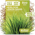 KVITER 800 Lemongrass Seeds (Cymbopogon citratus) - Lemon Grass Seed, Aromatic Culinary Herbs, Organic & Non GMO - Heirloom Herb Seeds for Outdoor, Indoor Garden & Containers