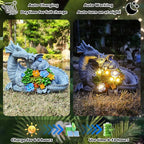 Dragon Solar Garden Statues Outdoor Decoration with Succulent and 6 LED Lights,Dragon Figurine Solar Lights Lawn Décor,Outside Statue Ornament for Patio, Balcony, Yard,Unique Gift for Mom