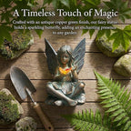Oinas Solar Fairy Garden Statue Decor - Resin Fairy Figurines with Butterfly Light, 8.5 in Angel Fairy Outdoor Decor, Birthdays, Valentine's Day Garden Sculpture Gifts for Women