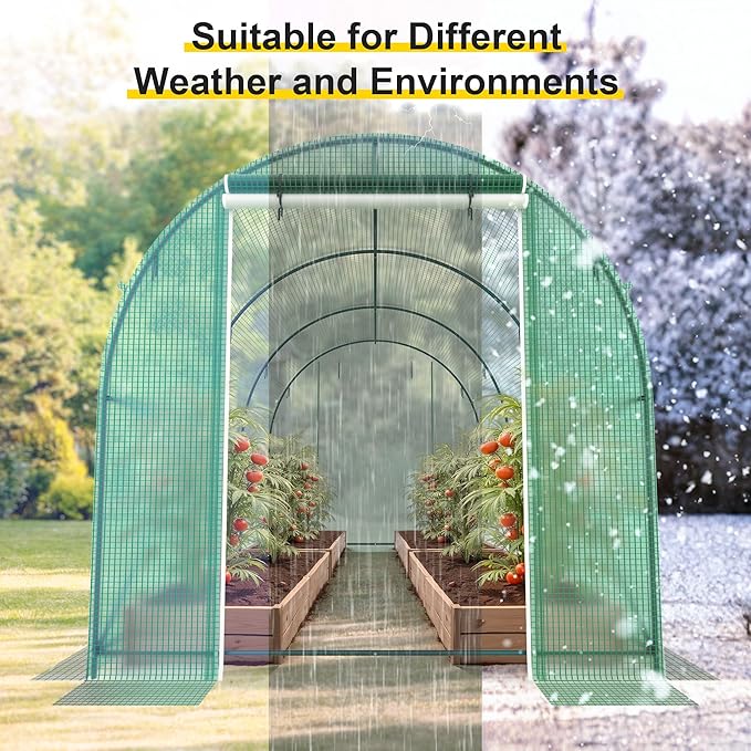 Greenhouses for Outdoors Heavy Duty 10x7x7 FT Portable Greenhouse with Watering System,6 Ventilated Screen Windows & Rolling Zipper Door & Reinforced Steel Frame High Tunnel Greenhouse