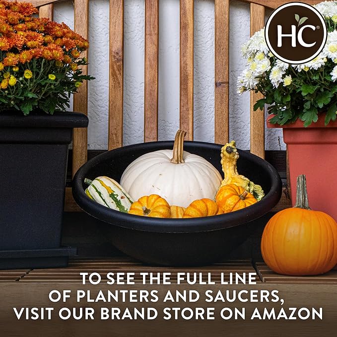 The HC Companies 13 Inch Garden Bowl Planter - Shallow Plant Pot with Drainage Plug for Indoor Outdoor Flowers, Herbs, Clay