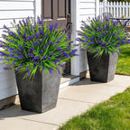 Roberly 24 Bundles Artificial Plants Outdoor, Fake Lavender Flowers UV Resistant Faux Shrubs Plastic Flowers Fake Greenery Plants for Porch Garden Window Box Home Indoor Outdoor Decorations, Purple