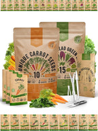 10 Carrot & 15 Lettuce Seeds Variety Pack Bundle, 25,325+ Non-GMO Heirloom Garden Seeds for Planting Carrots and Leafy Greens for Indoor & Outdoor Gardening
