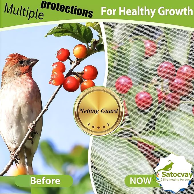 Fruit Tree Netting 6Pack 4x5 FT with Drawstring - Easy Install Plant Protection Cover, Reusable Garden Mesh Bag for Blueberry Bushes/Tomato - Blaock Birds/Insect/Squirrels