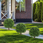 AOKIIE Set of 2 Artificial Green Boxwood Topiary Ball Tree for Outdoor with Ground Spike, 22" UV Resistant Faux Greenery Shrubs, Fake Plants for Garden Yard Porch Patio(Green)
