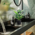 Der Rose 2 Pack Fake Plants Artificial Tropical Plants Indoor in Black Pot for Home Office Desk Accessories Bathroom Sage Green Decor