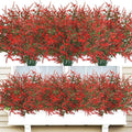42 Pcs Fake Lavender Flowers Outdoor UV Resistant Faux Plastic Lavender Flowers No Fade Artificial Lavender Purple Plants for Outside Garden Porch Window Box Hanging Planter Decor (Red)