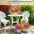 Artificial Flowers for Outdoors, Artificial Petunias Paired with Lavender UV Resistant Plastic Flower,Spring Flowers Used for Hanging Flower Pots, Porch Windows,Weddings Decorations (12 PCS)