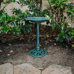Backyard Expressions Outdoor Garden Bird Bath - Green - Weather Resistant Polyresin - 27 Inch