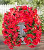 HyeFlora Bougainvillea Artificial Hanging Flowers Plants for Outdoors Decoration, 2pcs Red Fake Flowers Silk Bougainvillea Vines Realistic UV Resistant Faux Flowers for Outside Planters Porch Patio