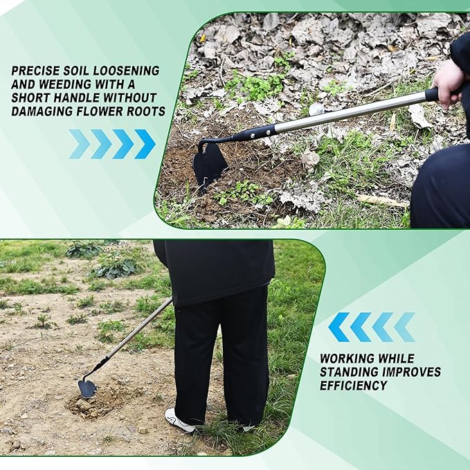 YEELOR Garden Hoe, Long Handle Hoe Garden Tool with Non-Slip Soft Grip, 56-Inch Stainless Steel Handle, Heavy Duty Hoe with Durable Blade, for Digging Loosening Weeding Planting