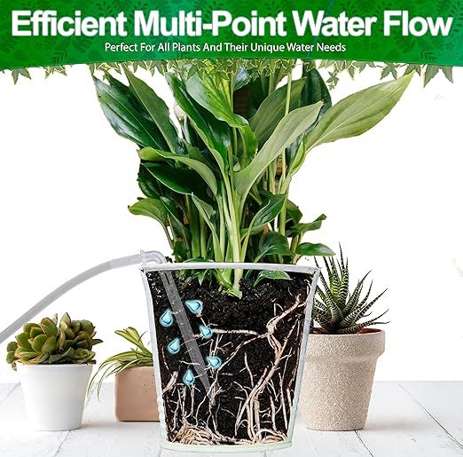 Solar Self Watering Plant Drip Irrigation System for 15 Plants Multiple Automatic Control Modes - Portable DIY Kit for Indoor/Outdoor Gardens, Patios, Balconies, and Vacation Plant Care