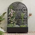 Casaphoria Metal Raised Garden Bed with Trellis and Wheels, 72"x47"x16" Arched Planter Box for Climbing Plants, Vegetables & Vines, Features Drainage Holes and Privacy Screen (Black-Spring)