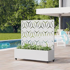 Casaphoria Metal Raised Garden Bed with Trellis and Wheels, 47"x47"x16" Planter Box for Climbing Plants, Vegetables & Vines, Features Drainage Holes and Privacy Screen, White-Star