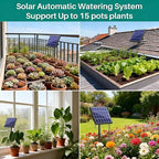 Biling Solar Powered Automatic Drip Irrigation System, 6 Modes Smart Watering Kit with 2200mAh Battery & Low Water Alarm, for 15 Potted Plants in Garden, Greenhouse, Patio