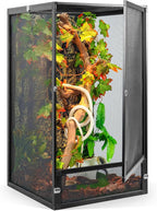 RunDuck 45 Gallon 360° Panoramic Foldable Reptile Terrarium Kit: Crested Gecko Tank and Reptile Cage for Superior Ventilation, Easy Feeding, Sturdiness, and Simple Assembly (Black, 32"x18"x18")