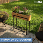 Ilyapa Raised Standing Planter with Legs, Metal and Wood Elevated Planter Box, 33"x29"x7", Indoor Outdoor, Perfect for Living Room, Front Porch