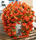 Bougainvillea Artificial Flowers Plants for Outdoors Outside Fall Autumn Decor, 2 pcs Faux Silk Long Trailing Vines UV Resistant Look Real Orange Fake Flowers for Front Door Porch Planter Urn Patio