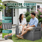 Devoko 80 Gallon Storage Bench with Cushion, Lockable Deck Box for Patio Furniture, Garden Decor and Outdoor Seating for Cushions, Garden Tools and Pool Supplies (Grey, 80 Gallon with Cushion)