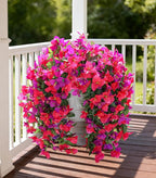 Faux Bougainvillea Artificial Flowers Plants for Outdoors Outside Decoration, 2pcs Fake Flowers Silk Long Trailing Vines UV Resistant Realistic for Front Door Porch Planter Urn Patio Balcony Yard, Mix