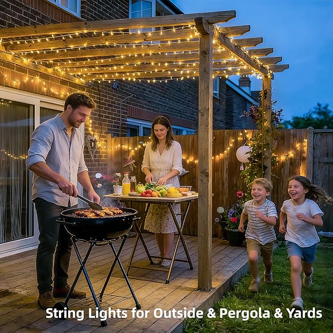 JMEXSUSS 168FT 600 LED String Lights for Outside Clear Wire, Warm White Christmas Lights Outdoor Waterproof, Tree Lights Outdoor Plug in for Patio Wedding Party Holiday Christmas Bedroom Pergola Decor