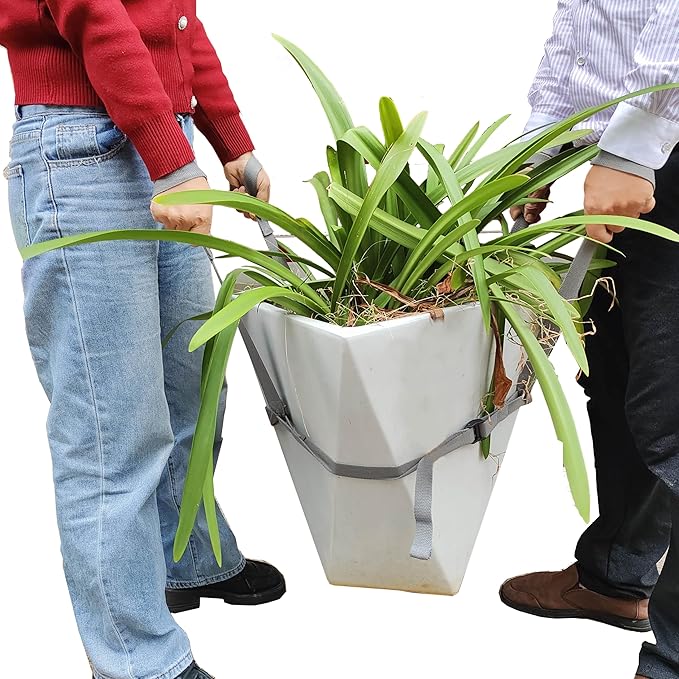 Potted Plant Mover and Lifting Straps for Garden, Landscaping Lifting Straps, Move Heavy Garden Objects: Flower Pots, Planters, Trees, Rocks,Pot Tool,Gray
