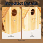 Wooden Bird Houses for Outside Hanging Birdhouses Nest Bluebird House for Cardinals Finch Wren Swallow for Garden Viewing 2