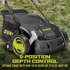 Sun Joe Corded Electric Dethatcher & Scarifier with 8-Gal Bag, 12.6-Inch Cutting Width, 12-Amp Motor - Heavy-Duty Yard Trimmer for Gardening Care and Lawn Maintenance, AJ801E