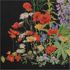 Thea Gouverneur - Counted Cross Stitch Kit - American Wild Flowers - Aida Black - 16 Count - Embroidery Kit for Adults - DMC Embroidery Threads and Other Cross Stitch Supplies Included - 554.05