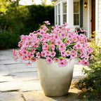 20 Bundles Artificial Flowers for Outdoors, UV Resistant Fake Flowers with Plastic Plants, Faux Silk Flower for Outdoors Planter, Fake Realistic Plant Outside Window Boxes Patio Decor-Pink