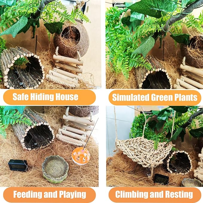 TEICCI 20items Bearded Dragon Tank Accessories Set,20-Piece Kit Leopard Gecko Tank Accessories with Reptile Bridge,Bearded Dragon Hammock,Decor Suitable for Lizards, Geckos, and Chameleons