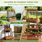 2-Tier Elevated Raised Garden Bed, 36" H Fir Wood Planter Box with 23" Growth Space for Tall/Climbing Plants, Drainage Holes & Non-Woven Liner, Outdoor Garden Planter for Patio Balcony Backyard