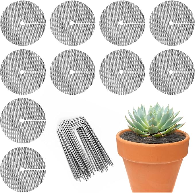 10 PCS Plant Pot Cover, 11.8 Inch Plant Soil Covering, Pot Grids for Indoor Plants, Cuttable Plant Pot Soil Covers with 30 Metal Nails