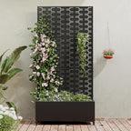 Casaphoria Metal Raised Garden Bed with Trellis and Wheels, 72"x35"x16" Planter Box for Climbing Plants, Vegetables & Vines, Features Drainage Holes and Privacy Screen (Black-Brick)