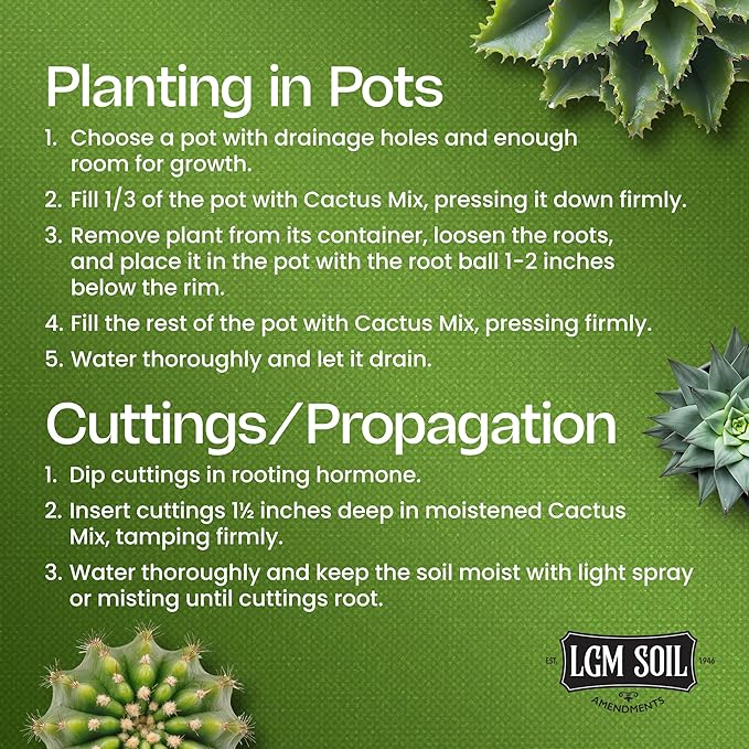 Premium Cactus & Succulent Soil Mix (0.5 Cu Ft) – Root Rot Protection with Volcanic Ash & Chicken Manure – Fast Draining Mix for Indoor Plants, Aloe, Citrus, & Palms – Organic, Ready-to-Use