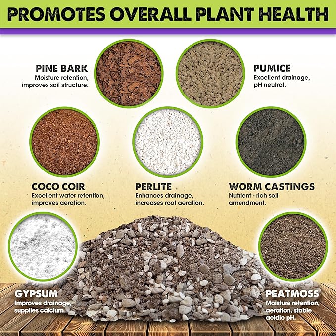 DUSPRO Recycle 2QRT Pre-Mixed House Plant Soil Aroid Potting Mix 7-in-1 with Coco Coir, Peat Moss, Perlite, Worm Casting, Pumice, Pine Bark & Gypsum, Tropical Potting Mix for Indoor Plants, Herbs