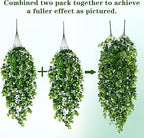 Waipfaru 4Pcs Fake Hanging Plants 2.7ft Fake Plants Eucalyptus Leaves UV Resistant Fake Vines Ivy Artificial Plants Outdoor Faux Plants Indoor Bedroom Living Room Boho Wall Porch Shelf Decor