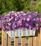 Artificial Flowers for Outdoors Fake Plants Outside Decoration, 20 Bundles Silk Petunia with Eucalyptus UV Resistant Realistic Faux Flowers for Outdoor Planters Garden Balcony Yard Porch Patio, Mix