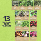 Organic Cool Weather Spring & Fall Seeds Variety Pack - 13 Individual Packs - 2026 Season - Carrots, Beets, Spinach, Broccoli and More! for Indoor & Outdoor Planting (Non-GMO, Certified Organic)
