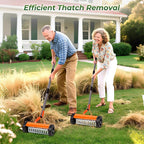 Walensee Dethatching Roller Rake with 76.8'' Adjustable Handle, Lawn Dethatcher Rake with 2mm Stainless Steel Blades,Thatch Remover, Soil Aerator & Loosening Tool for Moss, Leaves, Yard Lawn Care