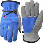 WZQH Leather Work Gloves for Men or Women. XX-Large Glove for Gardening, Tig/Mig Welding, Construction, Chainsaw, Farm, Ranch, etc. Cowhide, Cotton Lined, Utility, Firm Grip, Durable. Blue-Grey 2XL